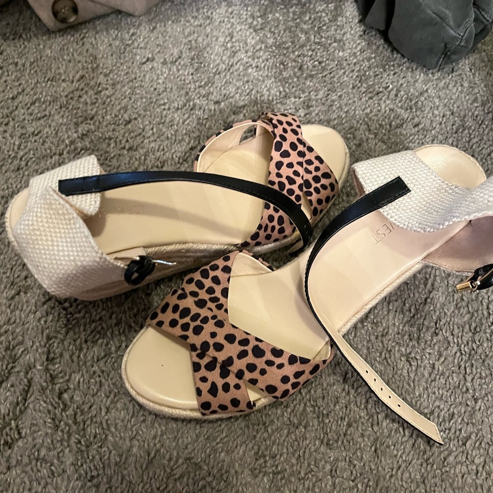 Leopard wedge heels size 9